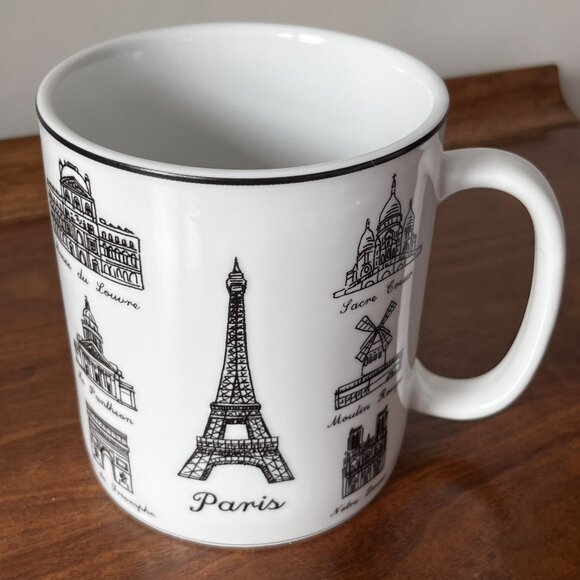 222 Fifth Around The City Paris Jumbo Mug 28oz Latte Soup Porcelain Eiffel Tower - Picture 4 of 12